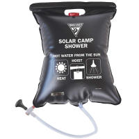 Convenient solar camp showers provide warm water for washing in remote locations. 