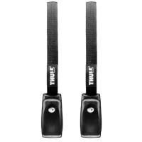 Steel cable-lined straps with locking cylinders for dual-layer protection and boat security.