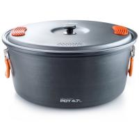 This 4.7 liter anodized aluminum pot cooks more efficiently so you can go farther and carry less fuel. The integrated silicone thumb pads on lid make straining pasta safe and secure.