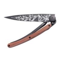 The Tattoo Black 37G Trek Coralwood Deejo knife sums up the elegance of design and attention to detail Deejo is known for.
