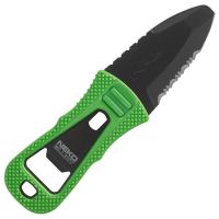 Compact, low profile knife with smooth and serrated edges