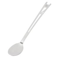 Extra-long spoon with integrated stove maintenance tool, handy for repairs or eating!