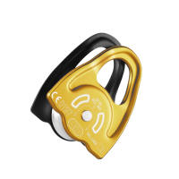 Lightweight pulley with moving side plates designed for hauling and pulley systems.