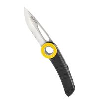 Lightweight, single blade, multi-purpose knife that can be opened with a single hand and has a clever hole in the handle to fit a carabiner.